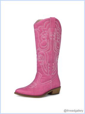 Cowboy Boots Women Mid Calf Western Cowgirl Country Shoes Low Heel